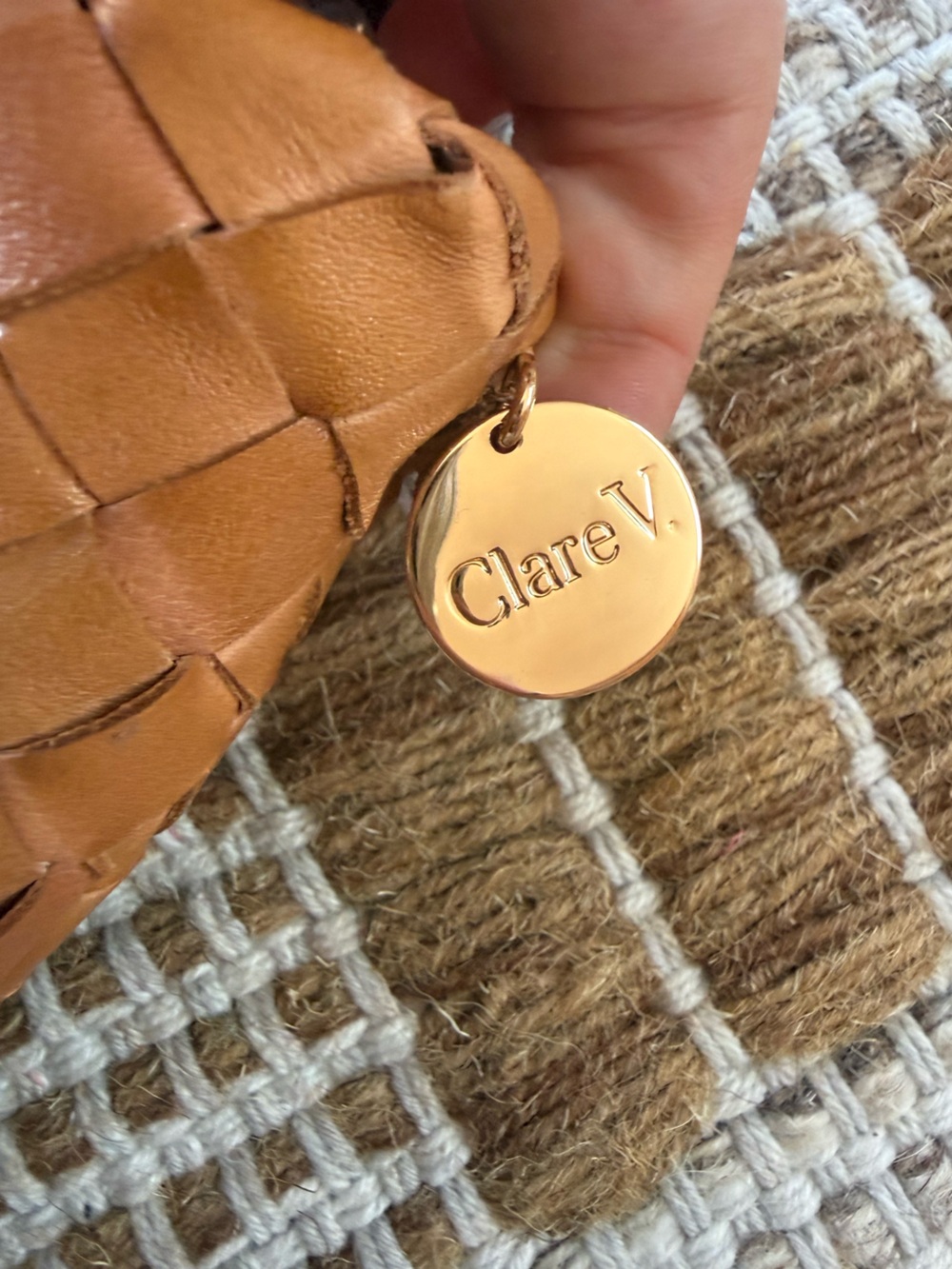 NWOT Clare V. Bateau Tote in Natural Woven Diagonal - Picture 6 of 9